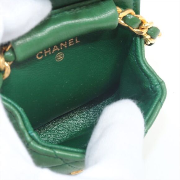 Sold Chanel Vintage Green Lambskin Matelasse Quilted Micro Mini classic flap bag - Picture 4 of 6